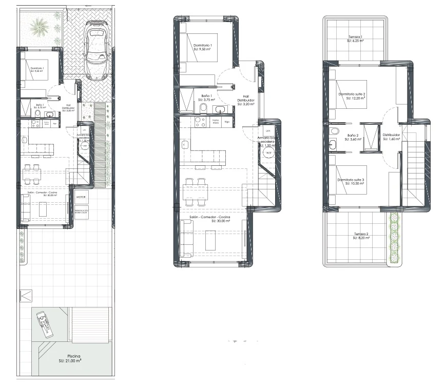 Grondplannen van Casa Lita: gelijkvloers en eerste verdieping